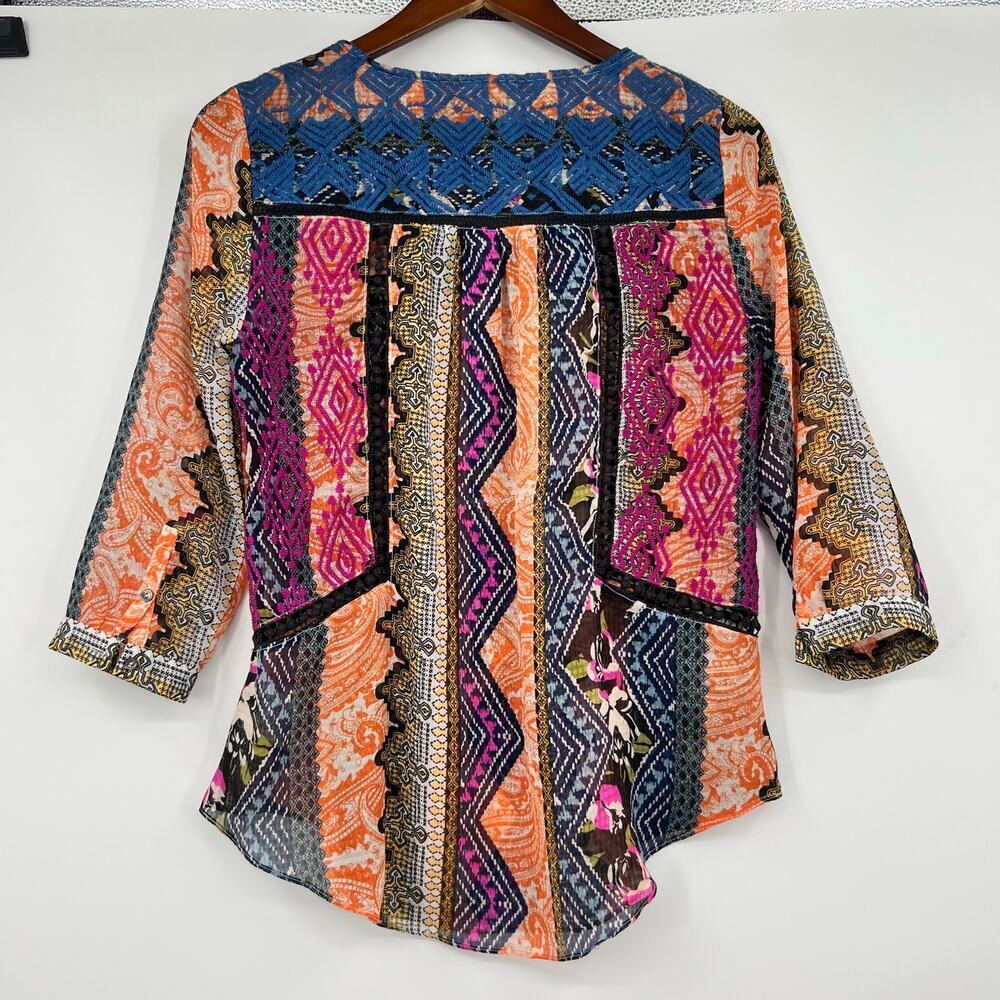 Anthropologie Vanessa Virgina blouse top lenora embroidery boho artsy size 4 - Picture 3 of 8